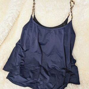 Michael Kors Layered Tankini Swim Top Safari Solids